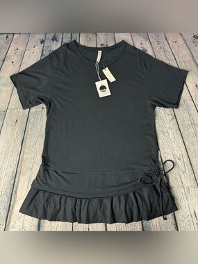 Daily Practice Anthropologie NWOT Black SS T-Shirt Chill Out Mini Dress Size M